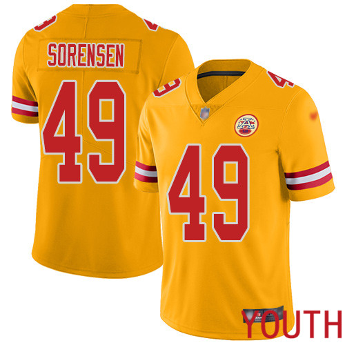 Youth Kansas City Chiefs 49 Sorensen Daniel Limited Gold Inverted Legend Nike NFL Jersey